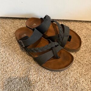 White Mountain Black Braided Sandals